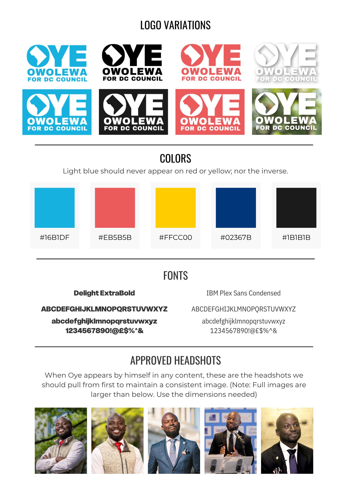 Front page of the Oye Owolewa campaign branding guide